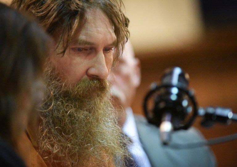 Mark Latunski appears before Judge Matthew Stewart at the Shiawassee County Courthouse.