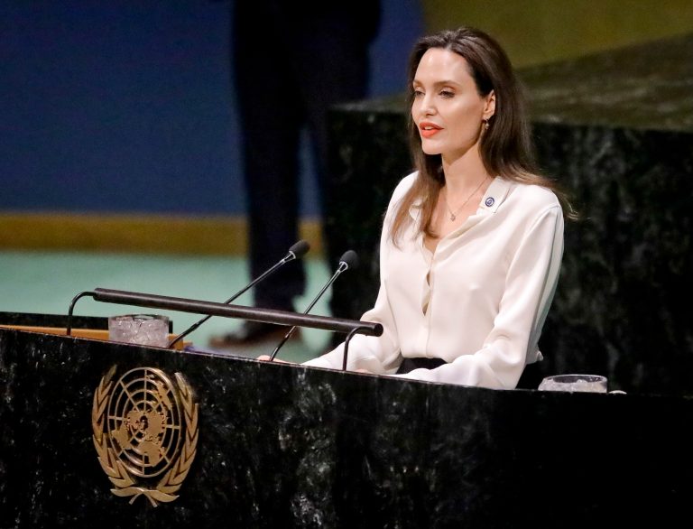 Angelina Jolie, United Nations High Commissioner for Refugees specialâ¯envoy, addresses a meeting on U.N. peacekeeping.