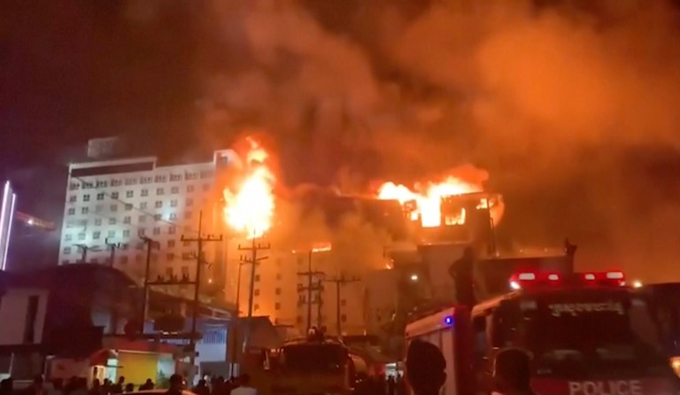 SEE IT: Photos show fiery blaze at Cambodian casino that left at least 19 dead
