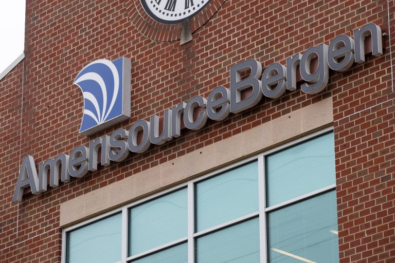 FILE - An AmerisourceBergen Corp. office building stands on Oct. 16, 2019, in Conshohocken, Pa.