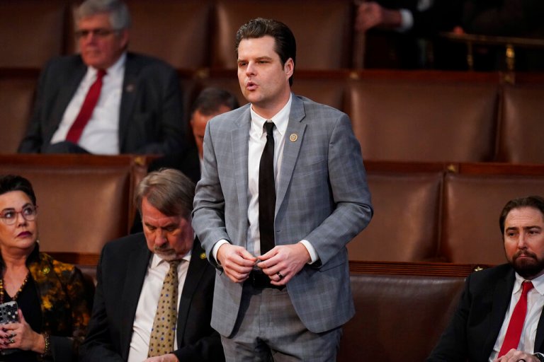 Rep. Matt Gaetz, R-Fla., votes during the 13th round of voting in the House chamber as the House meets for the fourth day to elect a speaker and convene the 118th Congress in Washington, Friday, Jan. 6, 2023.