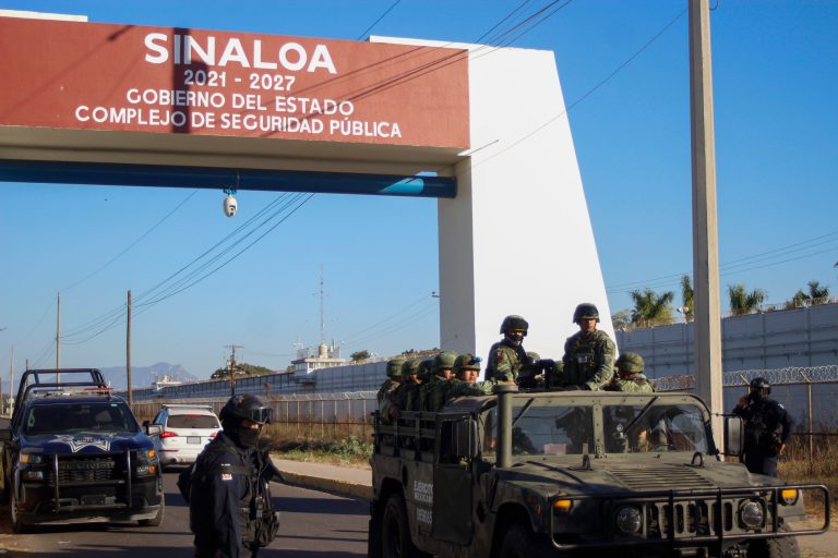 Police and military patrol Culiacan, Sinaloa state, Mexico, Friday, Jan. 6, 2023. The government operation to detain Ovidio Guzman, the son of imprisoned drug lord Joaquin âEl Chapoâ Guzman, unleashed firefights that killed 10 military personnel and 19 suspected members of the Sinaloa drug cartel, according to authorities.