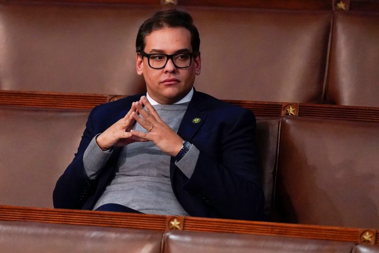 Rep. George Santos, R-N.Y., waits for the start of a session in the House chamber as the House meets for the fourth day to elect a speaker and convene the 118th Congress in Washington, Friday, Jan. 6, 2023.