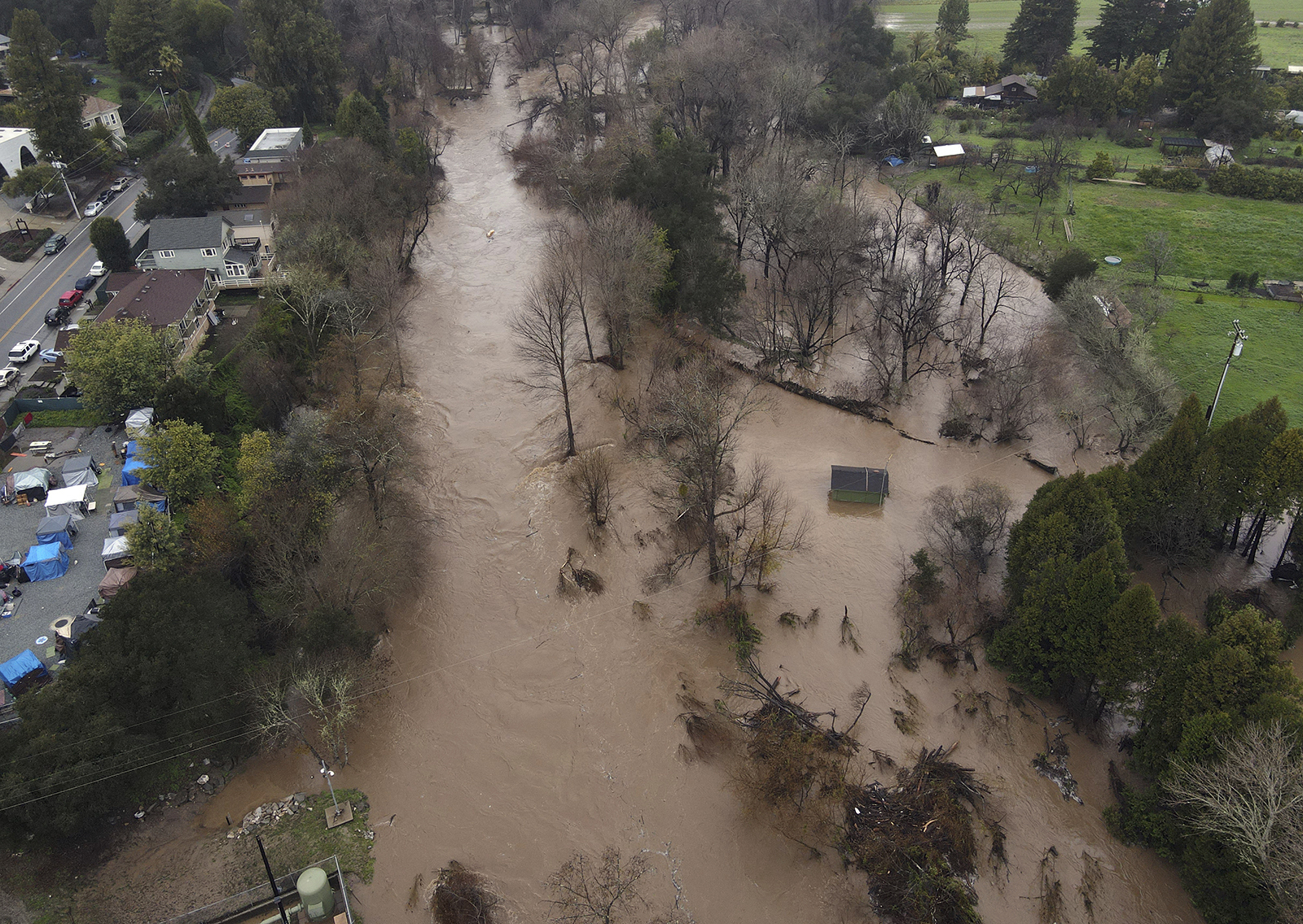 California storm videos show tsunami-like disaster with homes submerged
