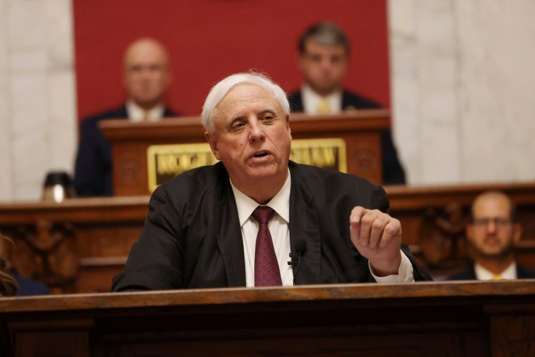 West Virginia Gov. Jim Justice delivers his annual State of the State address in the House Chambers at the state capitol in Charleston, West Virginia, on Wednesday, Jan. 11, 2023. 