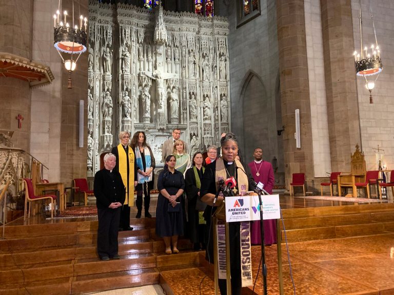 Traci Blackmon speaks during a news conference on Thursday, Jan. 19, 2023, at Christ Church Cathedral in St. Louis. A group of religious leaders who support abortion rights has filed a lawsuit challenging Missouriâs law that bans abortions in nearly all cases, saying lawmakers openly invoked their religious beliefs while drafting the measure and thereby imposed those beliefs on others who donât share them.  