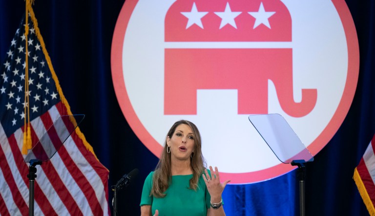 Republican National Committee Chairwoman Ronna McDaniel speaks at the committee's winter meeting in Dana Point, California, Friday, Jan. 27, 2023. 