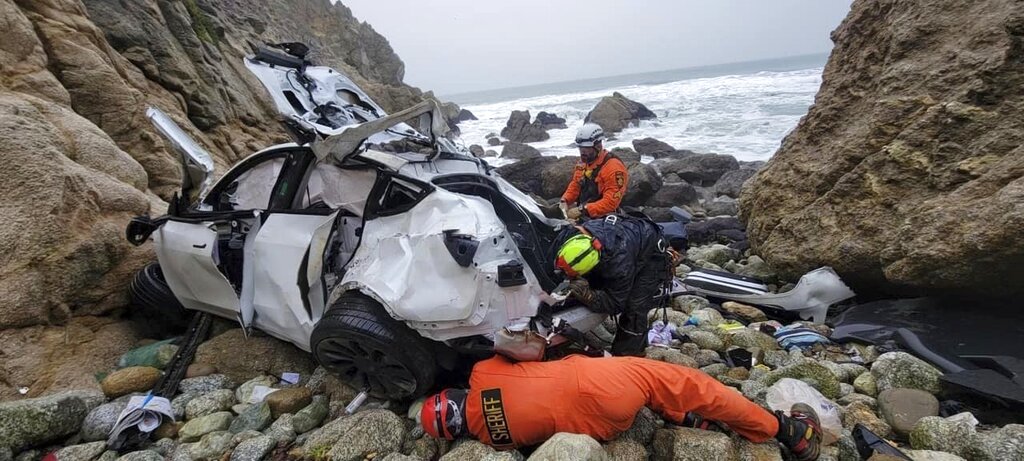 California man charged with attempted murder after driving Tesla off cliff with family inside