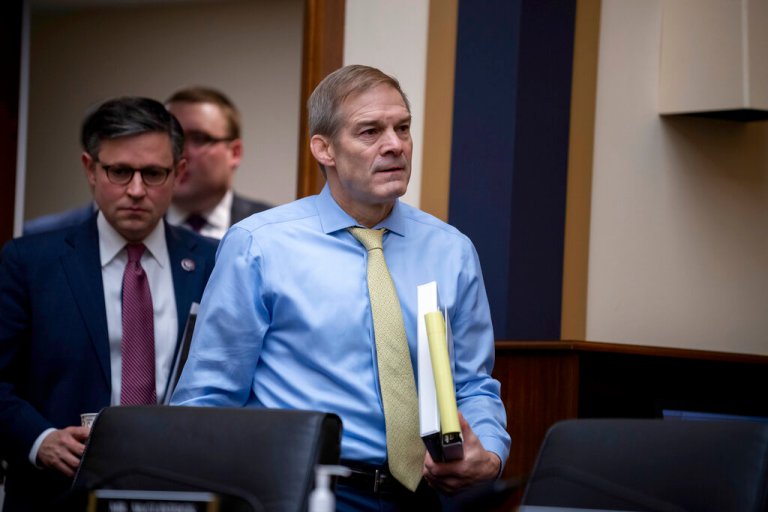 House Judiciary Committee Chair Jim Jordan, R-Ohio, leads his panel's first meeting under the new Republican majority as he organizes the operating rules, at the Capitol in Washington, Wednesday, Feb. 1, 2023.