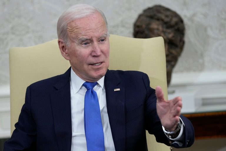 President Joe Biden meets with members of the Congressional Black Caucus in the Oval Office of the White House in Washington, Thursday, Feb. 2, 2023. 