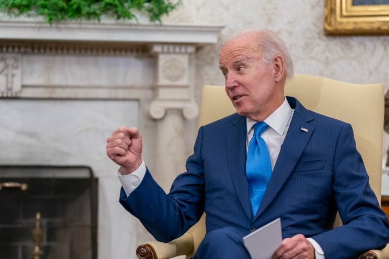 President Joe Biden speaks during a meeting with Brazil's President Luiz Inacio Lula da Silva in the Oval Office at the White House, Friday, Feb. 10, 2023, in Washington. 