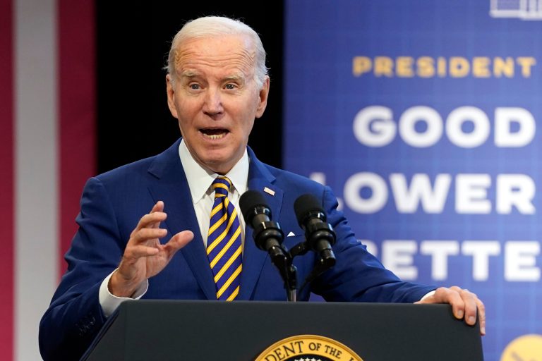 President Joe Biden speaks about the economy to union members at the IBEW Local Union 26, Wednesday, Feb. 15, 2023, in Lanham, Md. (AP Photo/Evan Vucci)President Joe Biden continued his 2024 soft rollout Wednesday in Maryland, where he touted his economic successes and accused Republicans of undermining the post-pandemic recovery.