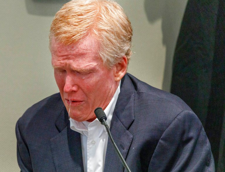 Alex Murdaugh gives testimony during his murder trial at the Colleton County Courthouse in Walterboro, S.C., on Thursday, Feb. 23, 2023. 