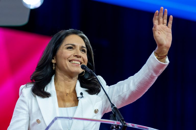 Former Hawaii Rep. Tulsi Gabbard arrives to speak at the Conservative Political Action Conference, CPAC 2023, Saturday, March 4, 2023, at National Harbor in Oxon Hill, Md. 