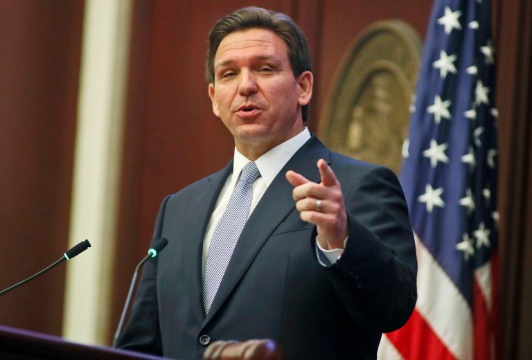 Gov. Ron DeSantis gives his State of the State address during a joint session of the Senate and House of Representatives Tuesday, March 7, 2023, at the Capitol in Tallahassee, Florida. 
