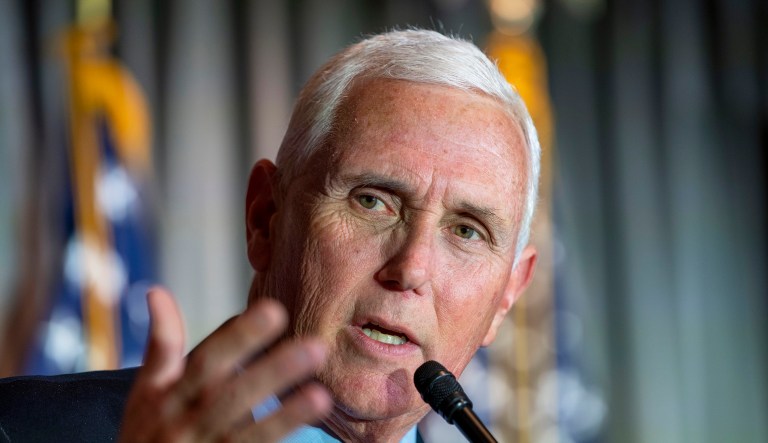 Former Vice President Mike Pence speaks at a Coolidge and the American Project luncheon in the Madison Building of the Library of Congress, Feb. 16, 2023, in Washington. On Saturday, March 11, Pence harshly criticized former President Donald Trump for his role in the Jan. 6, 2021, riot at the U.S. Capitol, furthering the rift between the two men as they prepare to battle over the Republican nomination in next year's election. 