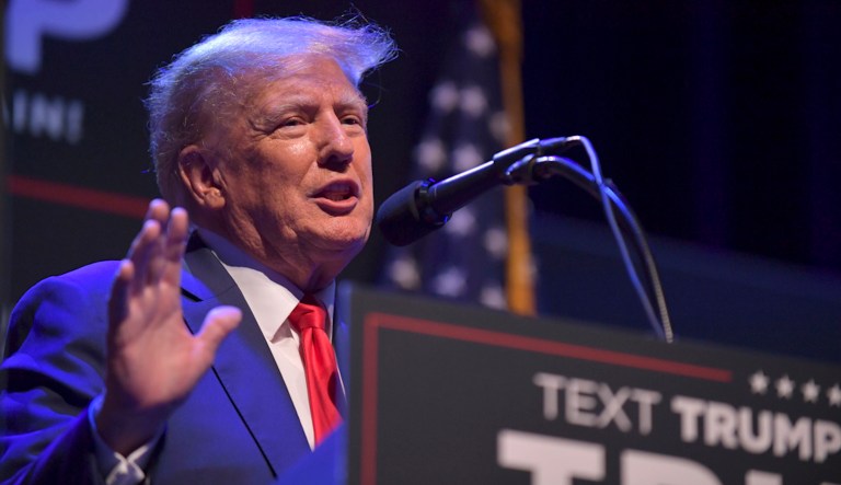 Former President Donald Trump speaks at a campaign event Monday, March 13, 2023, in Davenport, Iowa.