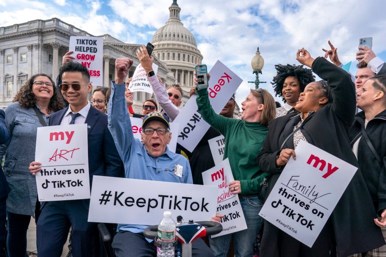 Supporters of TikTok rally at the Capitol in Washington, Wednesday, March 22, 2023. The House holds a hearing Thursday, with TikTok CEO Shou Zi Chew on the platform's consumer privacy and data security practices and impact on kids. 