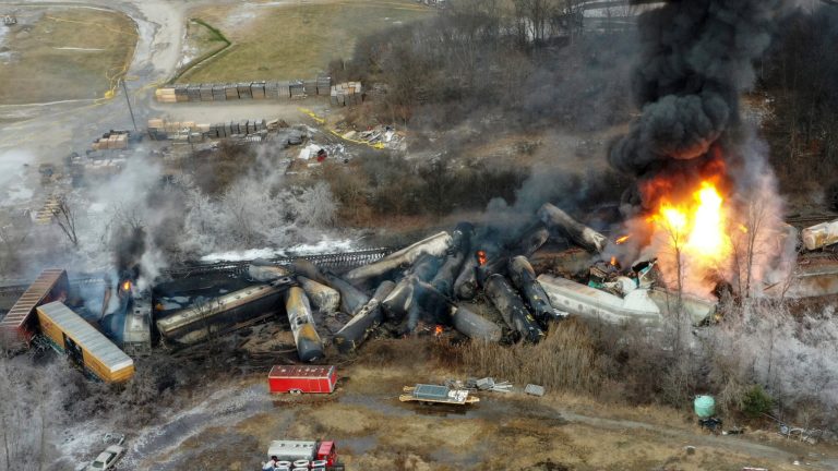Ohio train derailment: Tractor-trailer carrying thousands of pounds of toxic material overturns