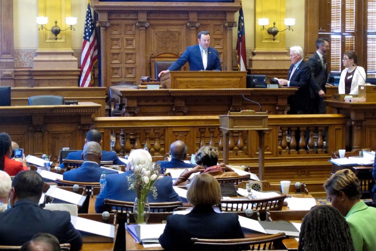 The Georgia state Senate meets in Atlanta, Wednesday, March 29, 2023, during the final day of the legislature's 40-day session.