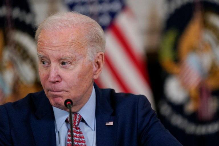 President Joe Biden speaks during a meeting with the President's Council of Advisors on Science and Technology in the State Dining Room of the White House, Tuesday, April 4, 2023, in Washington. 