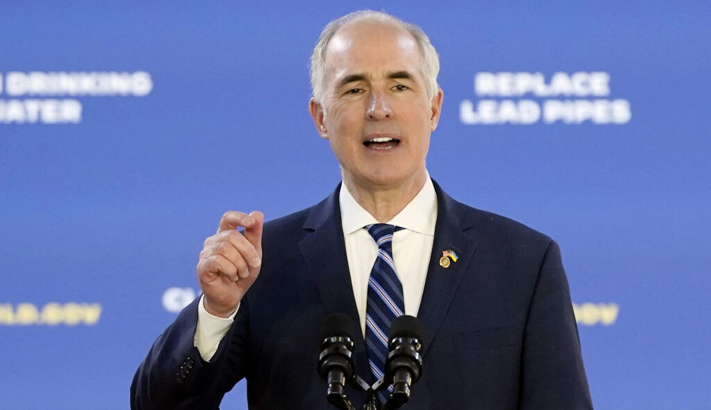 Sen. Bob Casey, D-Pa., speaks before President Joe Biden about his infrastructure agenda while announcing funding to upgrade Philadelphia's water facilities and replace lead pipes, Friday, Feb. 3, 2023, at Belmont Water Treatment Center in Philadelphia. Casey said heâll seek a fourth term, bringing unmatched name recognition in Pennsylvania politics to his party's defense of a seat in a presidential battleground state.