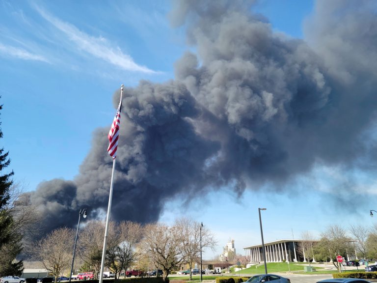 WATCH: Massive Indiana industrial fire emits toxic smoke, winds carry fumes into Ohio