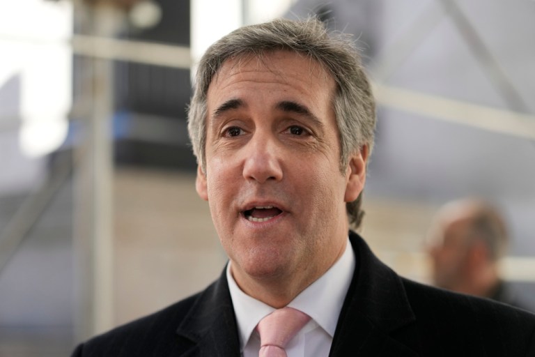 Donald Trump's former lawyer and fixer Michael Cohen speaks to reporters after a second day of testimony before a grand jury investigating hush money payments he arranged and made on the former president's behalf on March 15, 2023, in New York.