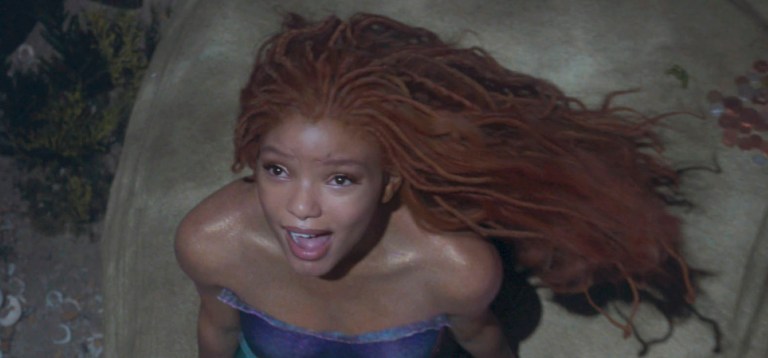 This image released by Disney shows Halle Bailey as Ariel in 