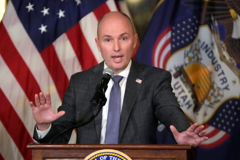 FILE - Utah Gov. Spencer Cox speaks during a news conference at the state Capitol March 3, 2023, in Salt Lake City. 