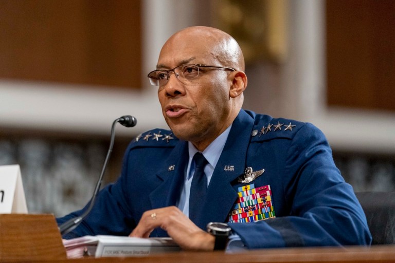 Gen. Charles Brown Jr., speaks during a hearing on May 2, 2023. 