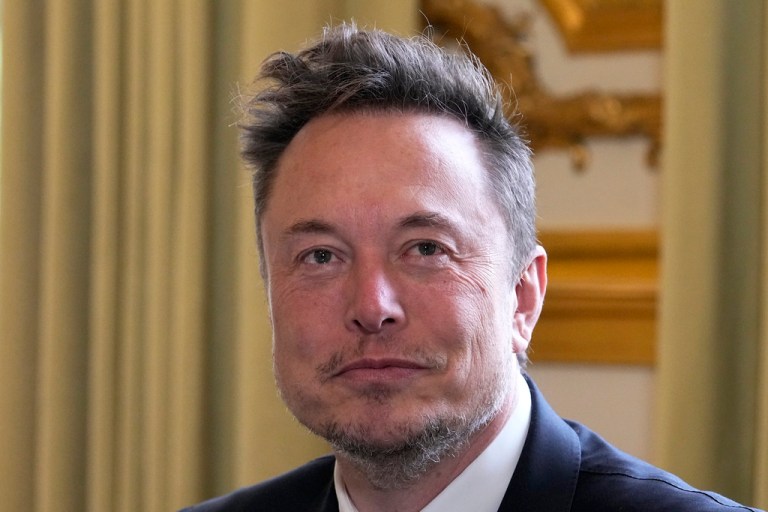 Twitter, now X. Corp, and Tesla CEO Elon Musk poses prior to his talks with French President Emmanuel Macron, Monday, May 15, 2023 at the Elysee Palace in Paris. More than 200 international business leaders are expected Monday at the 'Choose France' event staged at the palace of Versailles this afternoon to promote foreign investment. 