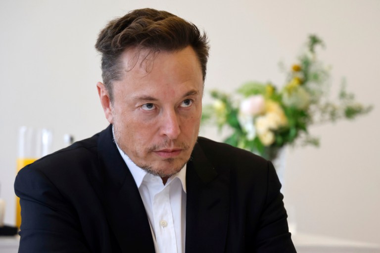 Twitter, now X. Corp, and Tesla CEO Elon Musk meets France's Finance Minister Bruno Lemaire, unseen, during the 6th edition of the 