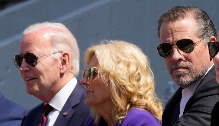 Hunter Biden (center) attends his daughter Maisy Biden's commencement ceremony alongside his father Joe, first lady Jill Biden and his sister Ashley Biden at the University of Pennsylvania in Philadelphia, Monday, May 15, 2023. 