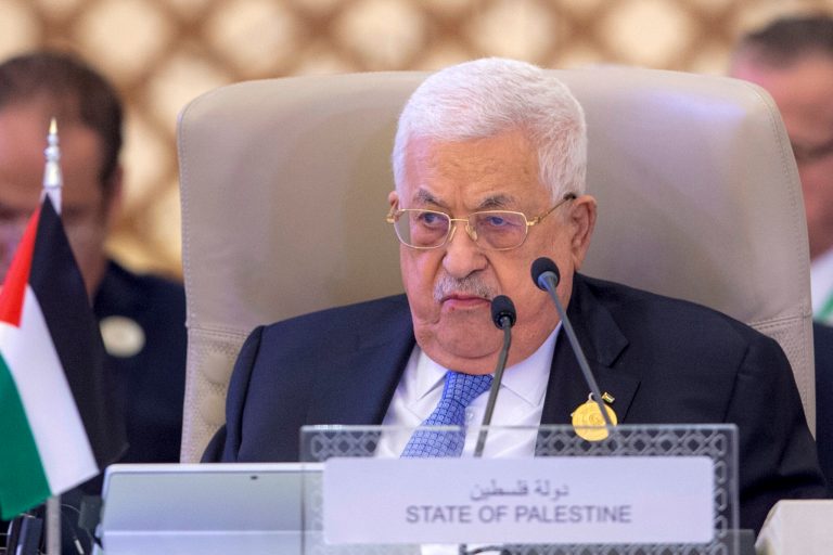 Palestinian President Mahmoud Abbas attends the Arab summit in Jeddah, Saudi Arabia, Friday, May 19, 2023. 