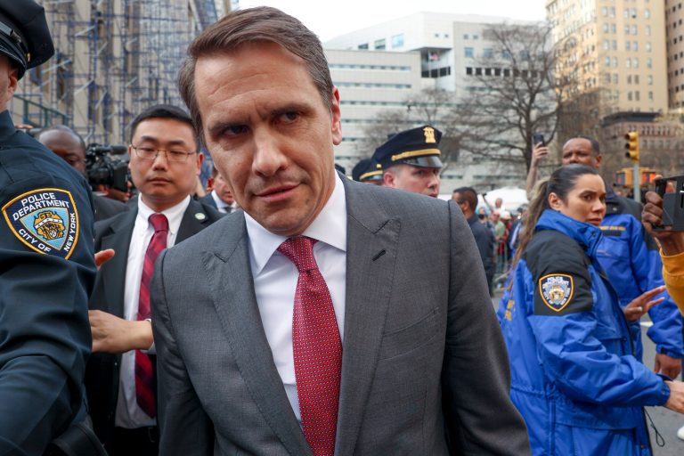 Todd Blanche, defense attorney for former President Donald Trump, leaves Manhattan criminal court on Tuesday, April 4, 2023, in New York. 