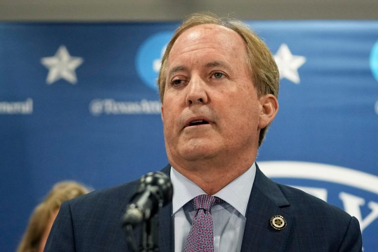 FILE - Texas state Attorney General Ken Paxton makes a statement at his office in Austin, Texas, on May 26, 2023. 