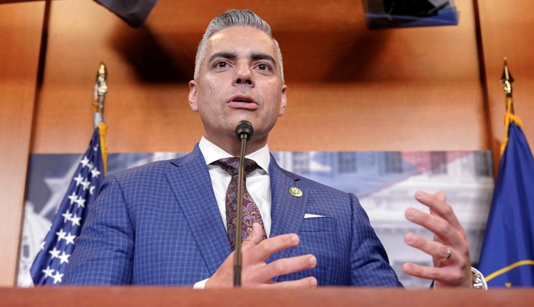Rep. Juan Ciscomani (R-AZ) speaks during a news conference to announce the bipartisan Southwest Caucus on Thursday, June 15, 2023, on Capitol Hill in Washington.