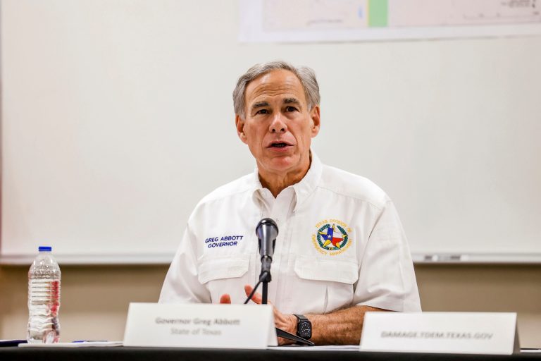 Gov. Greg Abbott (R-TX) speaks at a news conference in Perryton, Texas, Saturday, June, 17, 2023.