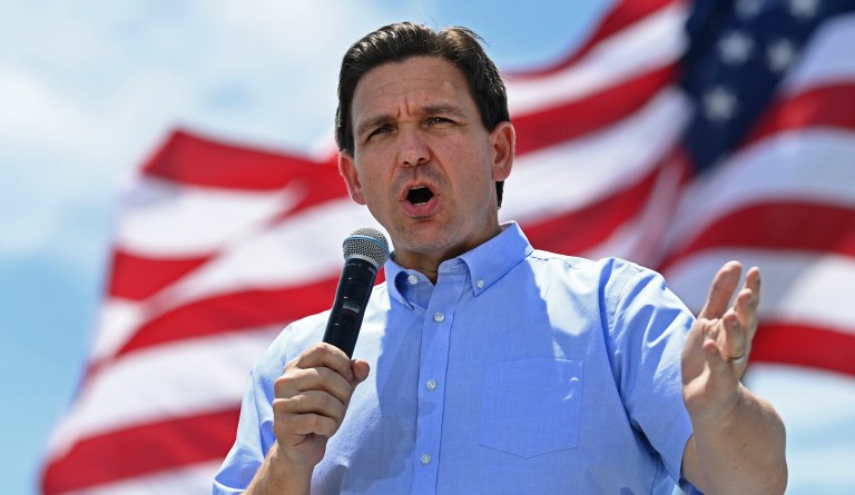 Republican presidential candidate Gov. Ron DeSantis (R-FL) speaks at an annual Basque Fry at the Corley Ranch in Gardnerville, Nevada, Saturday, June 17, 2023.