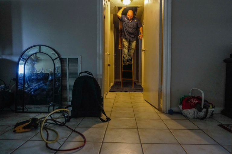 Ed Newby, owner of All Star A/C and Heating, fields calls during a heat wave on Monday, June 26, 2023, in Houston. 