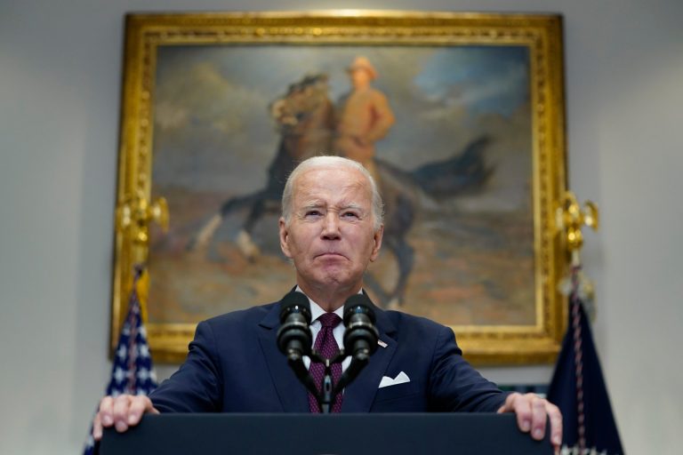 President Joe Biden speaks on the Supreme Court ruling on affirmative action in college admissions in the Roosevelt Room of the White House, Thursday, June 29, 2023, in Washington. 