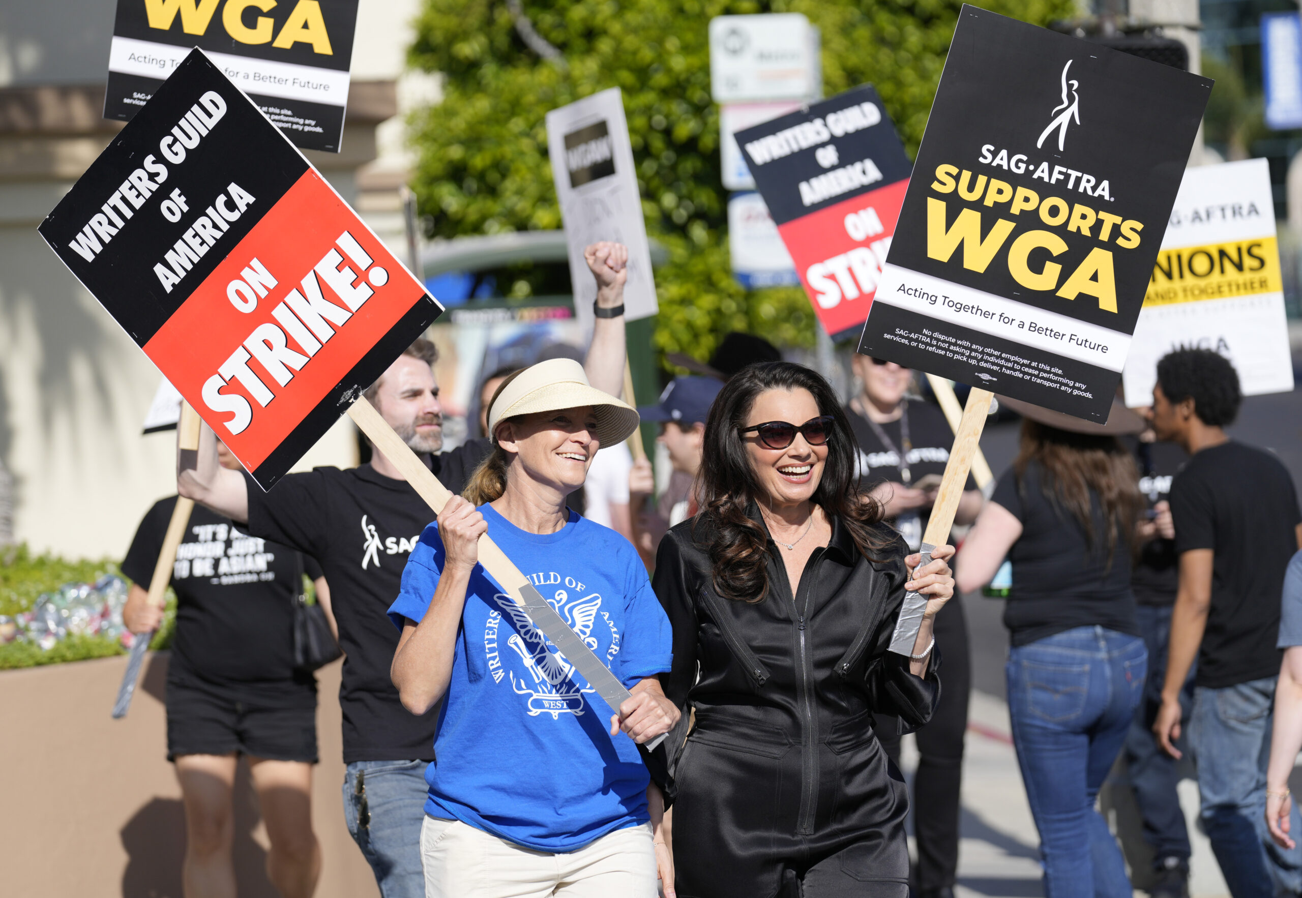 Writers strike protest held outside The View’s ABC studio
