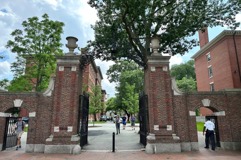 Students walk through a gate at Harvard University, Thursday, June 29, 2023, in Cambridge, Massachusetts.