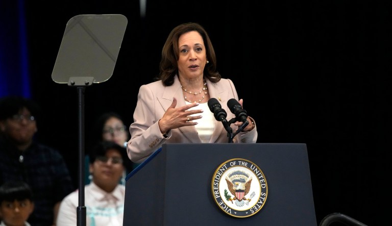 Vice President Kamala Harris speaks at the Gila River Indian Community, Thursday, July 6, 2023, in Phoenix.