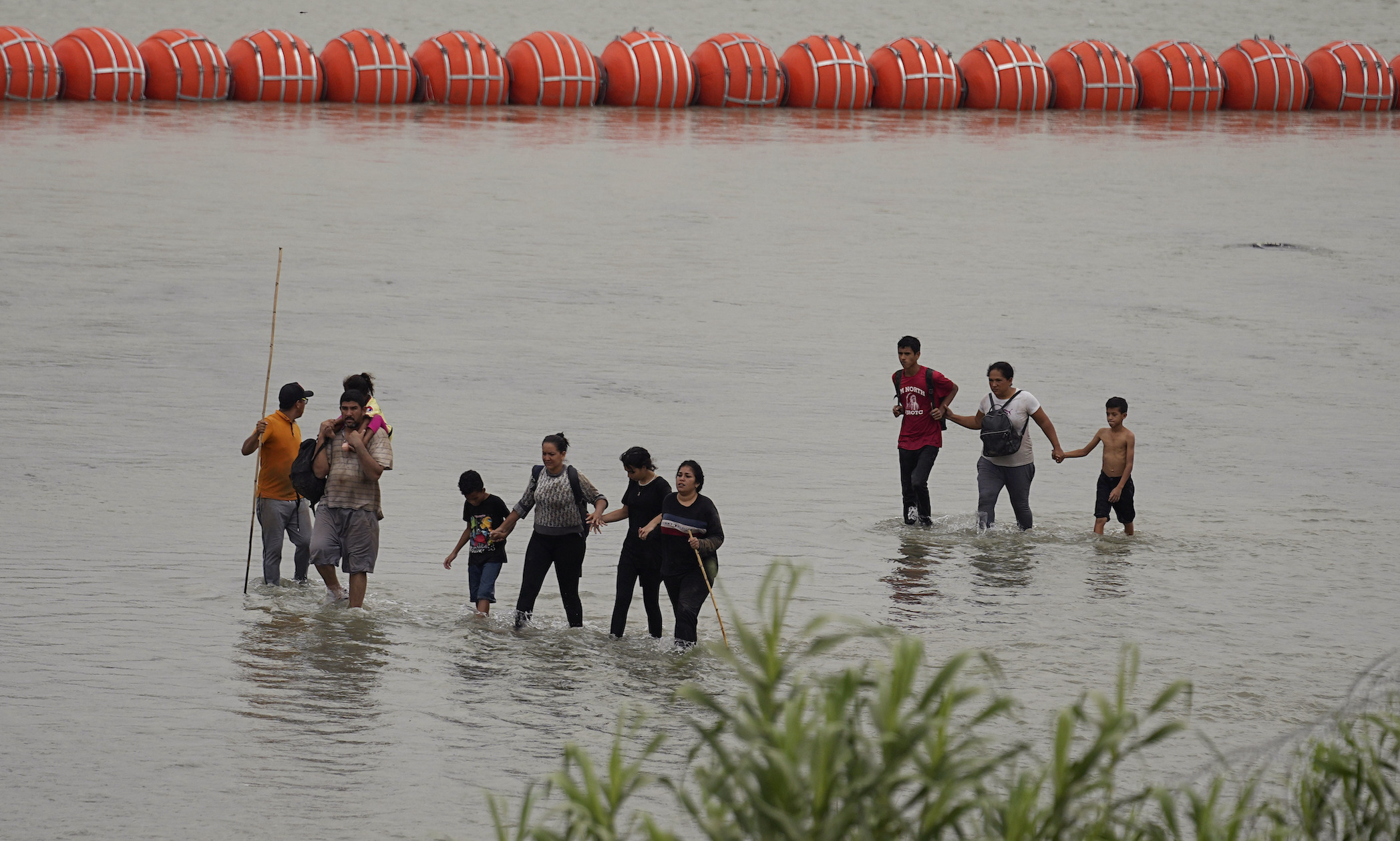 APTOPIX Immigration Texas Buoys