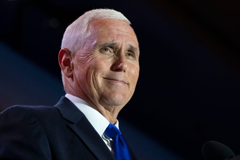Republican presidential candidate former Vice President Mike Pence speaks at the Christians United For Israel (CUFI) 