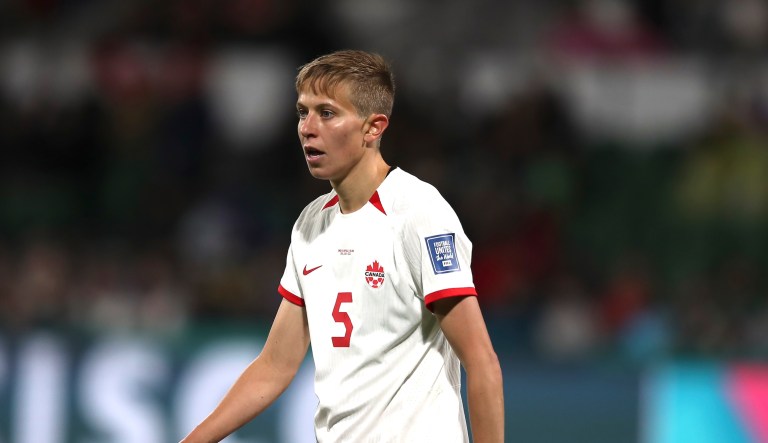 Canada's Quinn in action during the Women's World Cup Group B soccer match between Canada and Ireland in Perth, Australia, Wednesday, July 26, 2023.