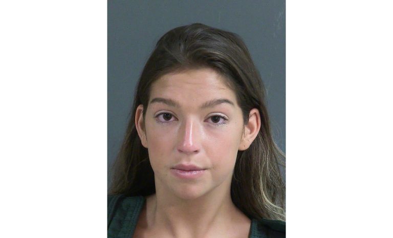 This photo provided by the Charleston County Sheriff's Office, in South Carolina, shows Jamie Lee Komoroski, on April 29, 2023. A judge denied bond on Tuesday, Aug. 1, 2023, for Komoroski, who is accused of killing a newlywed bride when she drunkenly slammed her car into a golf cart along a beach road.