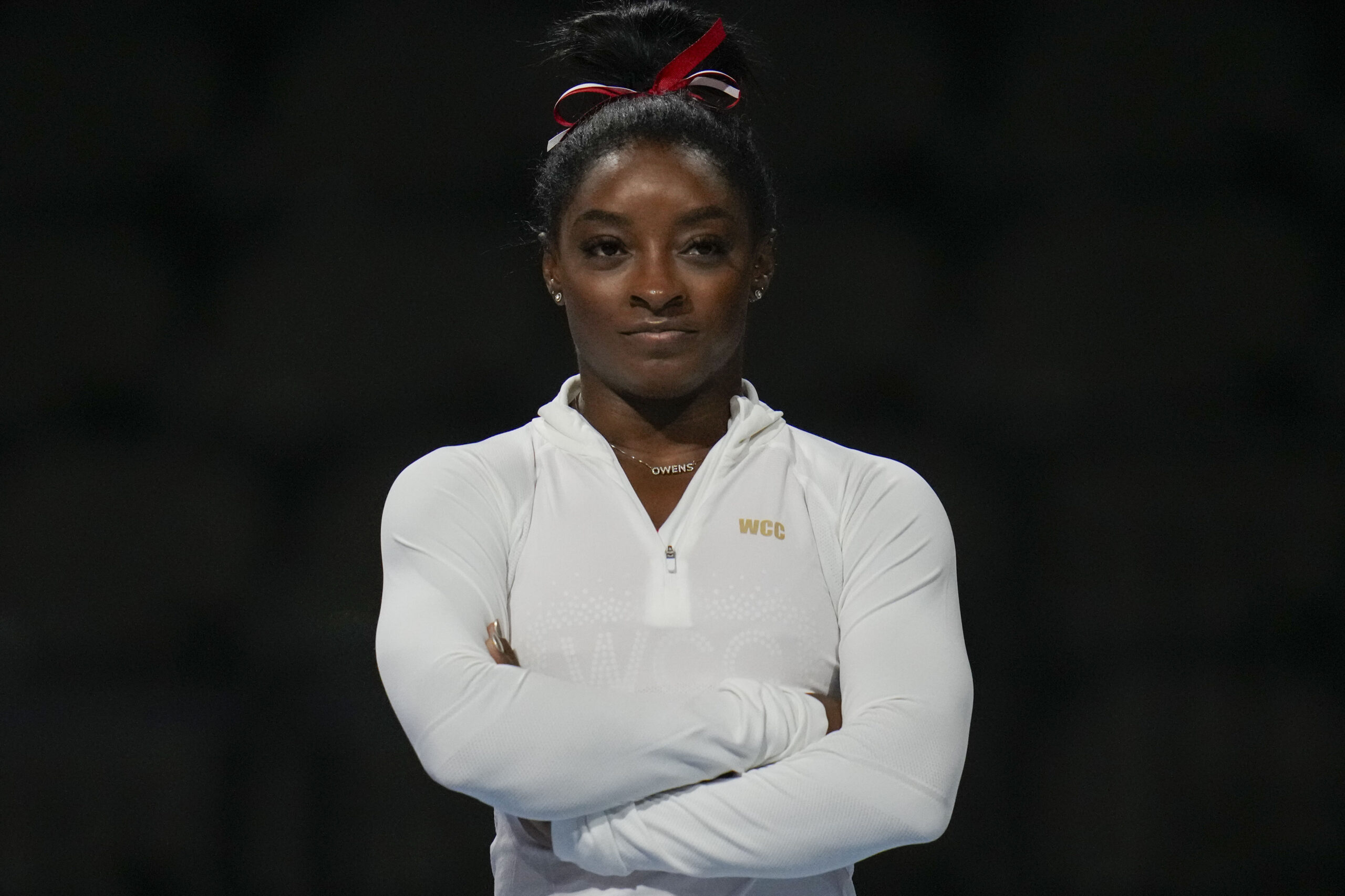 Simone Biles makes first competition appearance since Tokyo Olympics